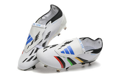 Men's Adidas Predator Elite Foldover Tongue FG Firm Ground Low-Tops Football Boots - White/Rainbow