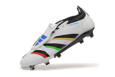 Men's Adidas Predator Elite Foldover Tongue FG Firm Ground Low-Tops Football Boots - White/Rainbow