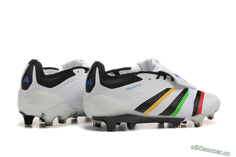 Men's Adidas Predator Elite Foldover Tongue FG Firm Ground Low-Tops Football Boots - White/Rainbow 9