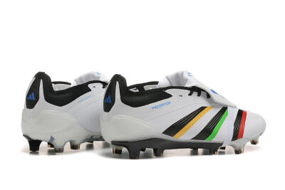 Men's Adidas Predator Elite Foldover Tongue FG Firm Ground Low-Tops Football Boots - White/Rainbow