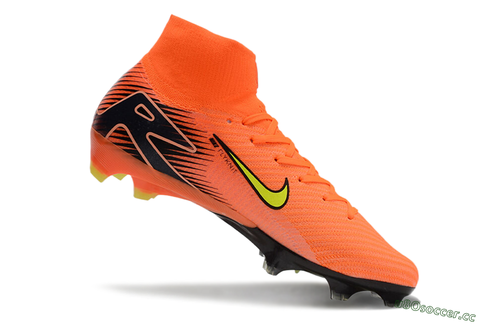 Unisex Nike Air Zoom Mercurial Superfly 10 Elite FG Firm Ground High-Tops Football Boots - Orange/Black/Yellow 4