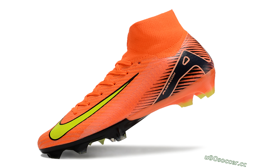 Unisex Nike Air Zoom Mercurial Superfly 10 Elite FG Firm Ground High-Tops Football Boots - Orange/Black/Yellow 5