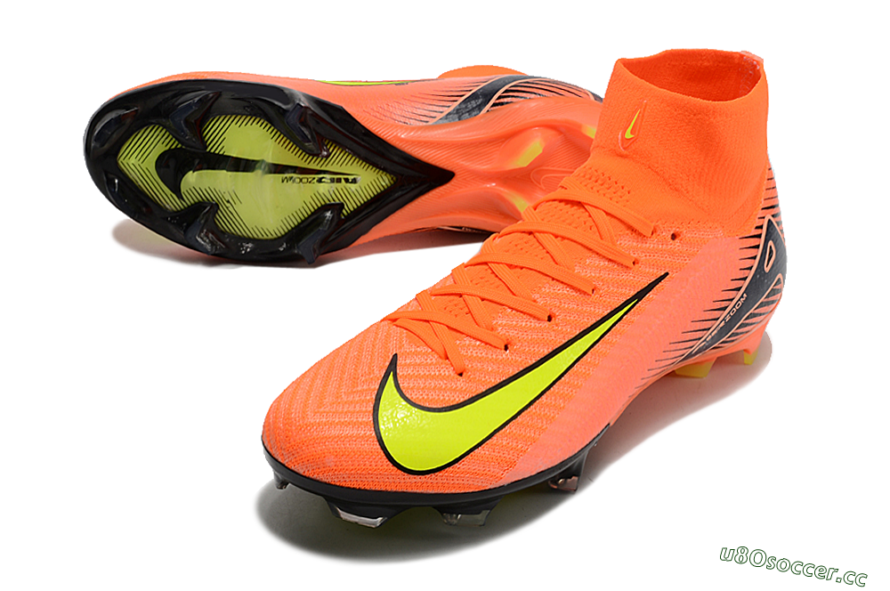 Unisex Nike Air Zoom Mercurial Superfly 10 Elite FG Firm Ground High-Tops Football Boots - Orange/Black/Yellow 3