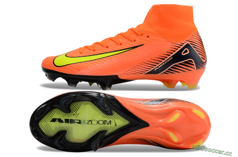 Unisex Nike Air Zoom Mercurial Superfly 10 Elite FG Firm Ground High-Tops Football Boots - Orange/Black/Yellow 1