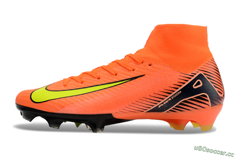 Unisex Nike Air Zoom Mercurial Superfly 10 Elite FG Firm Ground High-Tops Football Boots - Orange/Black/Yellow 0