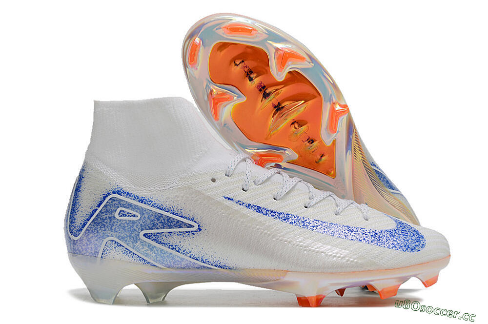 Unisex Nike Air Zoom Mercurial Superfly 10 Elite FG Firm Ground High-Tops Football Boots - Grey/Blue/Orange 2