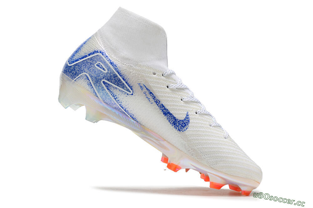 Unisex Nike Air Zoom Mercurial Superfly 10 Elite FG Firm Ground High-Tops Football Boots - Grey/Blue/Orange 4