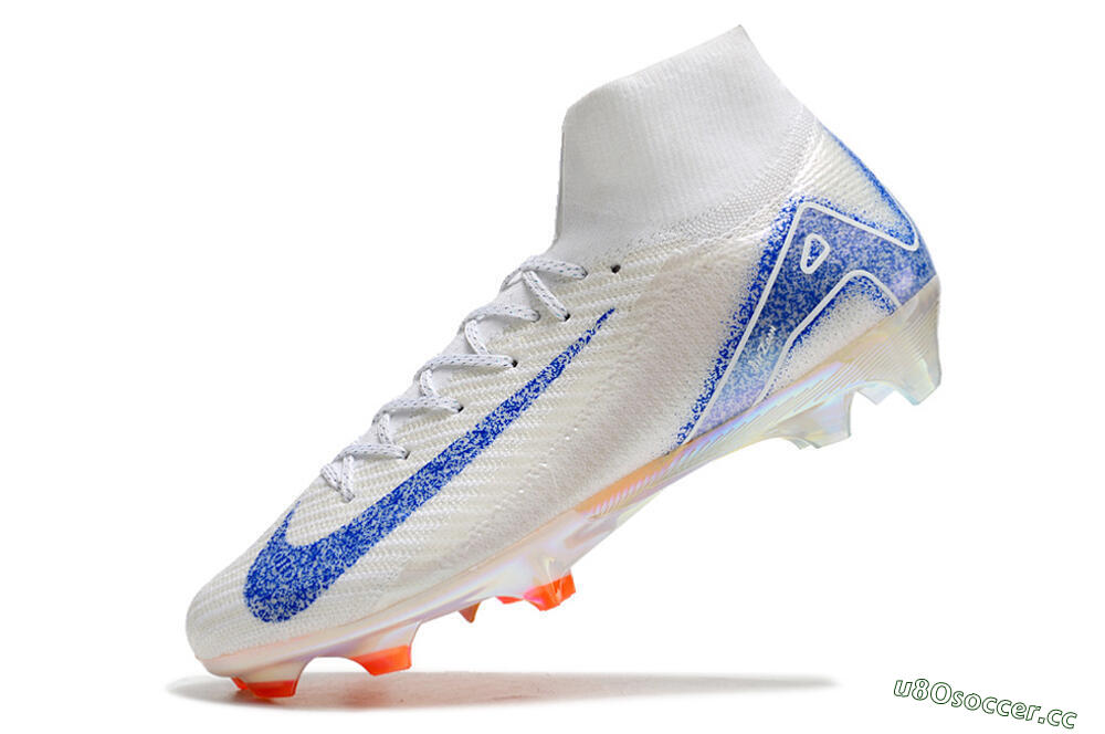 Unisex Nike Air Zoom Mercurial Superfly 10 Elite FG Firm Ground High-Tops Football Boots - Grey/Blue/Orange 5