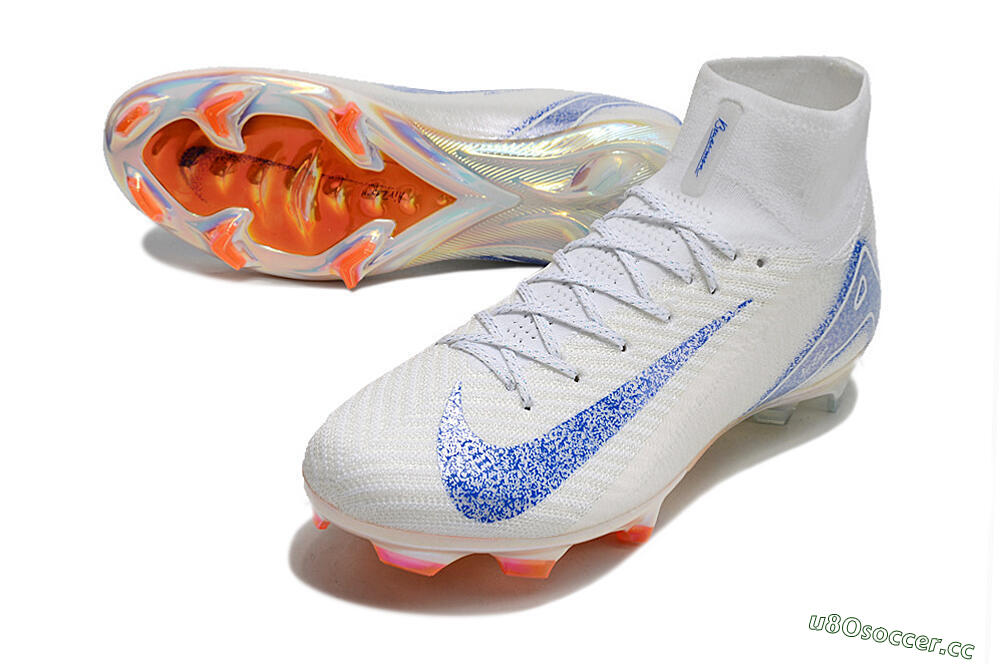 Unisex Nike Air Zoom Mercurial Superfly 10 Elite FG Firm Ground High-Tops Football Boots - Grey/Blue/Orange 3