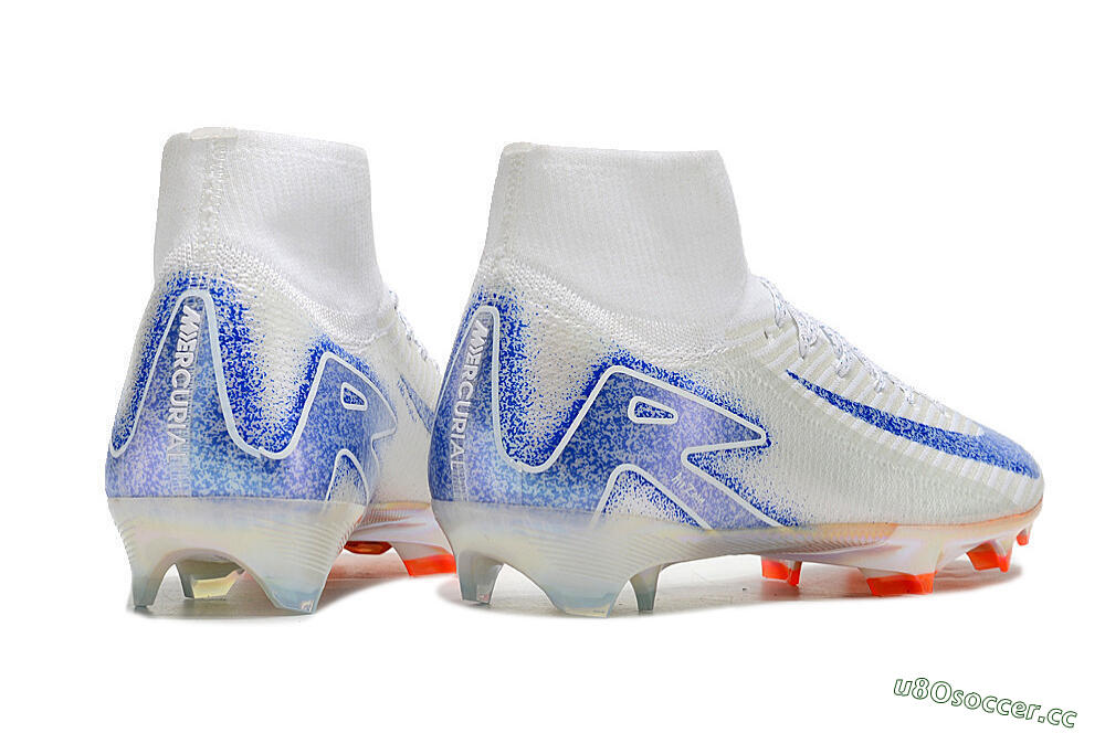 Unisex Nike Air Zoom Mercurial Superfly 10 Elite FG Firm Ground High-Tops Football Boots - Grey/Blue/Orange 6