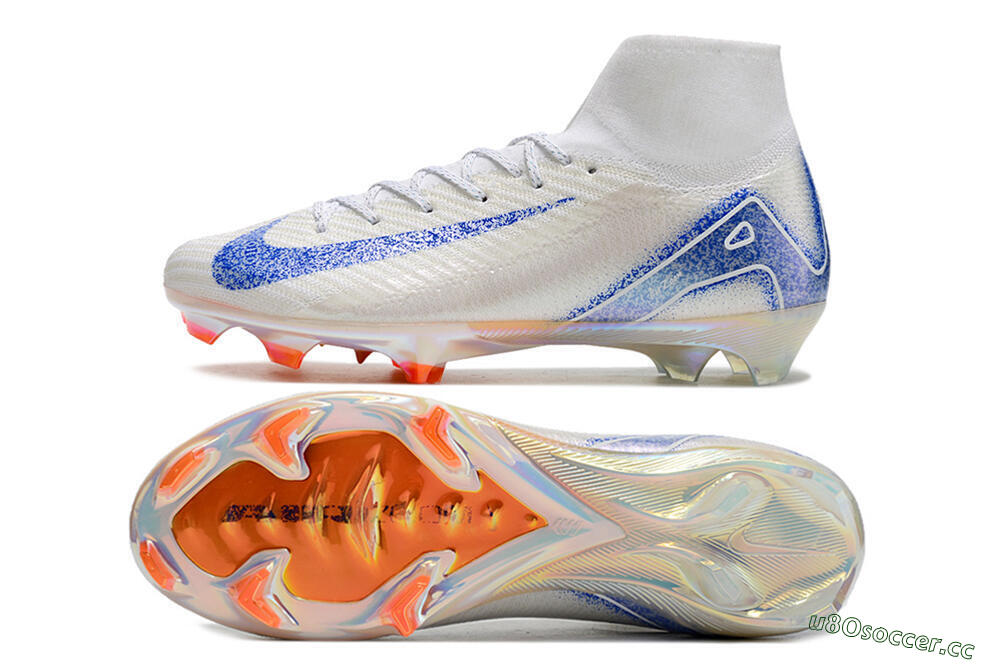 Unisex Nike Air Zoom Mercurial Superfly 10 Elite FG Firm Ground High-Tops Football Boots - Grey/Blue/Orange 1