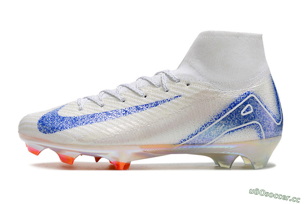 Unisex Nike Air Zoom Mercurial Superfly 10 Elite FG Firm Ground High-Tops Football Boots - Grey/Blue/Orange 0