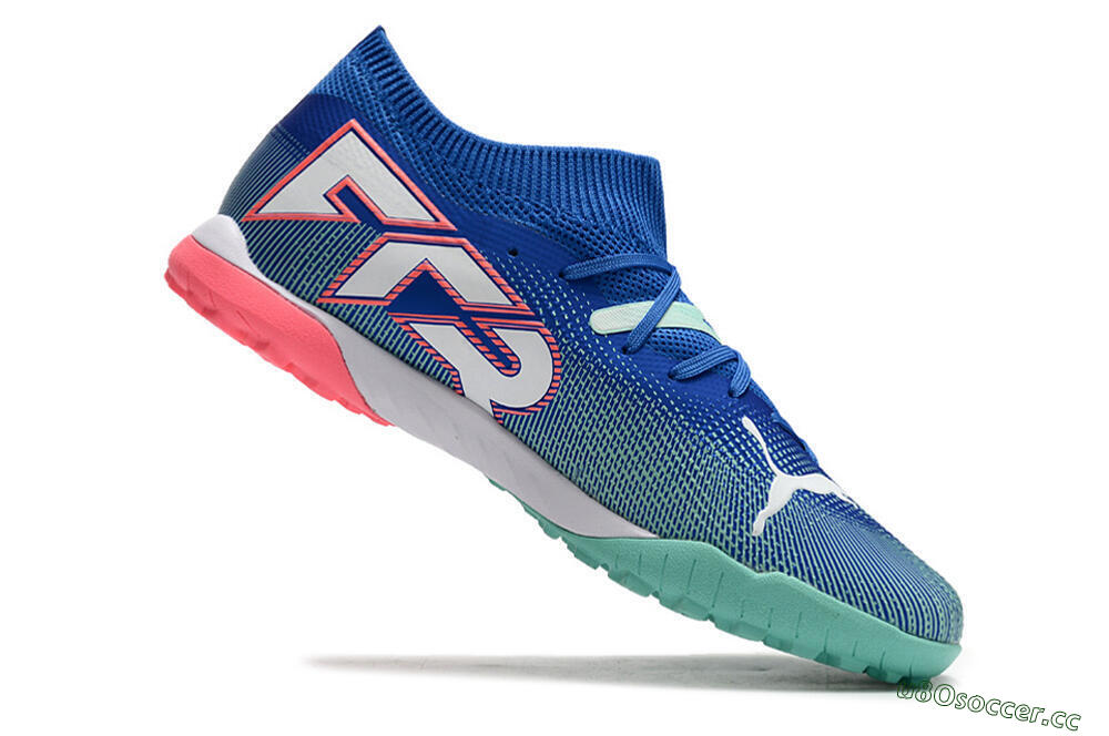 Men's Puma Future Ultimate TF Artificial Turf Low-Tops Football Shoes - Blue/White/Pink 4