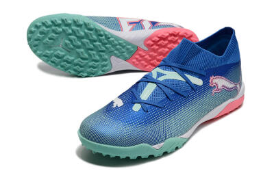 Men's Puma Future Ultimate TF Artificial Turf Low-Tops Football Shoes - Blue/White/Pink