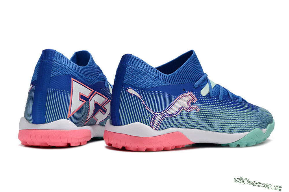 Men's Puma Future Ultimate TF Artificial Turf Low-Tops Football Shoes - Blue/White/Pink 6