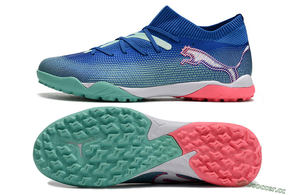 Men's Puma Future Ultimate TF Artificial Turf Low-Tops Football Shoes - Blue/White/Pink 1