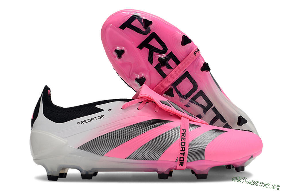 Men's Adidas Predator Elite Foldover Tongue FG Firm Ground Low-Tops Football Boots - Pink/Grey/White 2