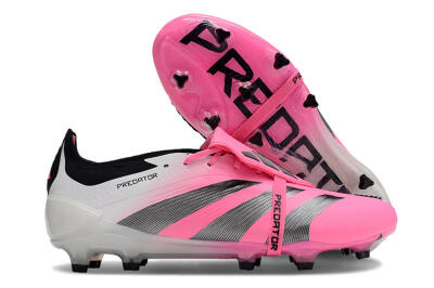 Men's Adidas Predator Elite Foldover Tongue FG Firm Ground Low-Tops Football Boots - Pink/Grey/White