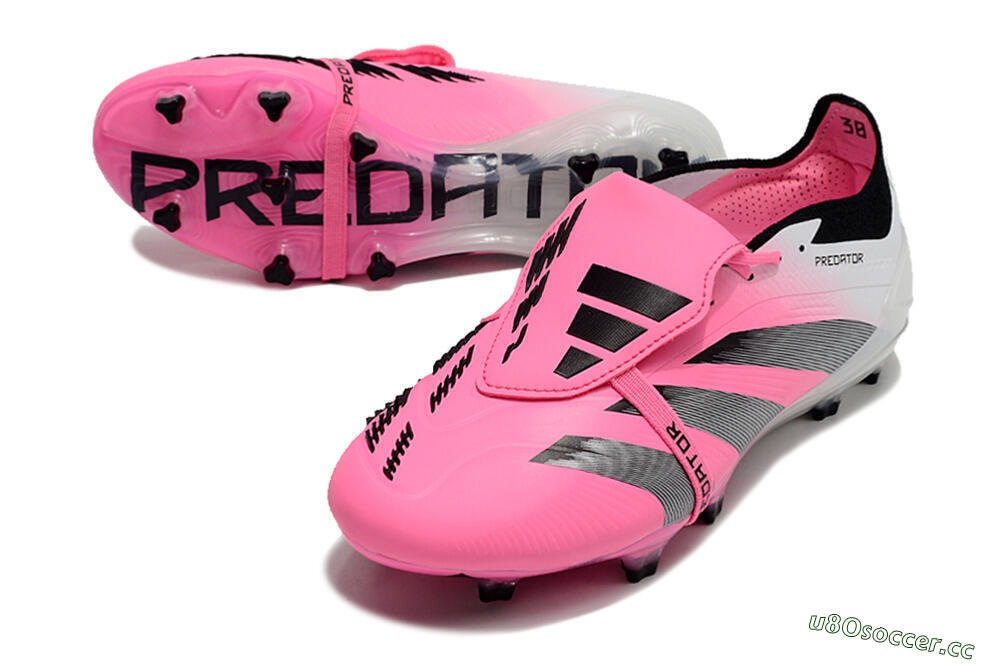 Men's Adidas Predator Elite Foldover Tongue FG Firm Ground Low-Tops Football Boots - Pink/Grey/White 3