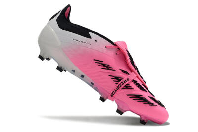 Men's Adidas Predator Elite Foldover Tongue FG Firm Ground Low-Tops Football Boots - Pink/Grey/White