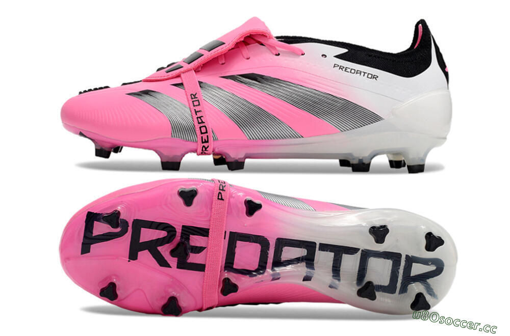 Men's Adidas Predator Elite Foldover Tongue FG Firm Ground Low-Tops Football Boots - Pink/Grey/White 1