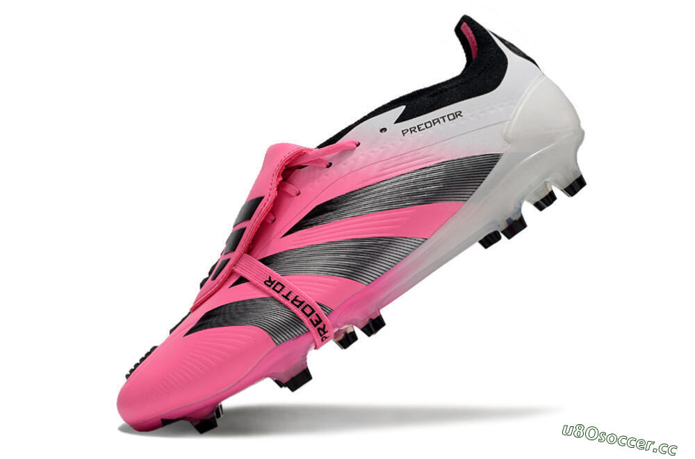 Men's Adidas Predator Elite Foldover Tongue FG Firm Ground Low-Tops Football Boots - Pink/Grey/White 5