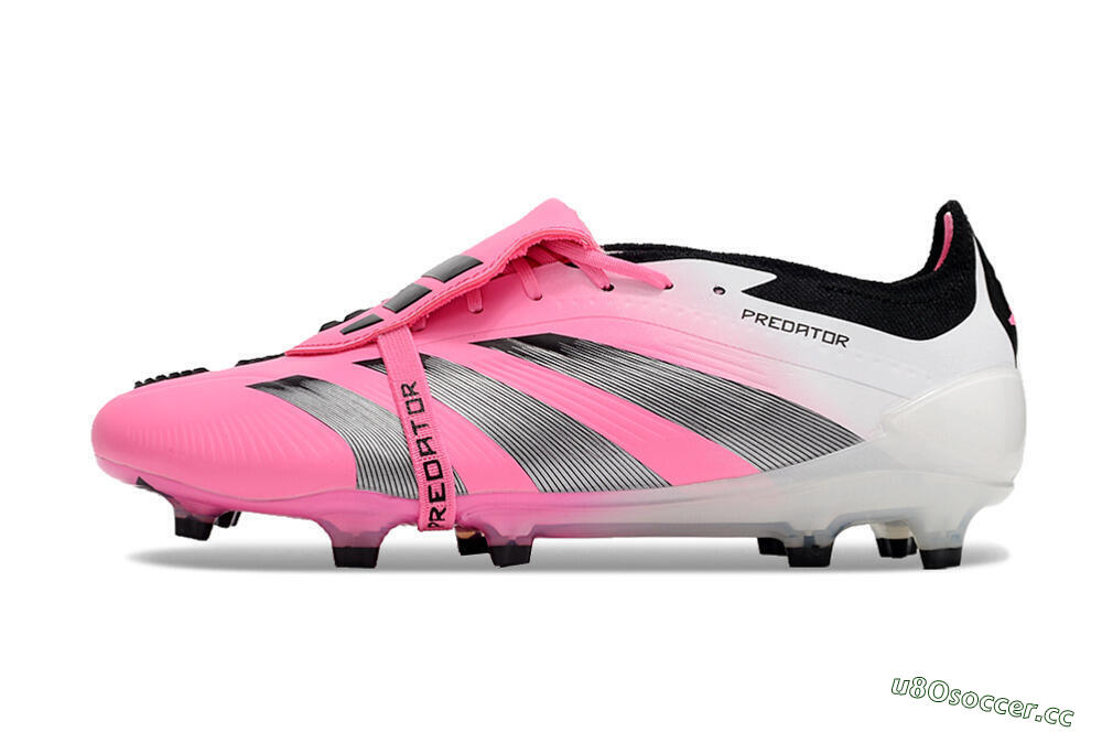 Men's Adidas Predator Elite Foldover Tongue FG Firm Ground Low-Tops Football Boots - Pink/Grey/White 0