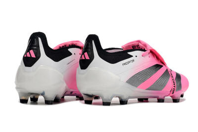 Men's Adidas Predator Elite Foldover Tongue FG Firm Ground Low-Tops Football Boots - Pink/Grey/White