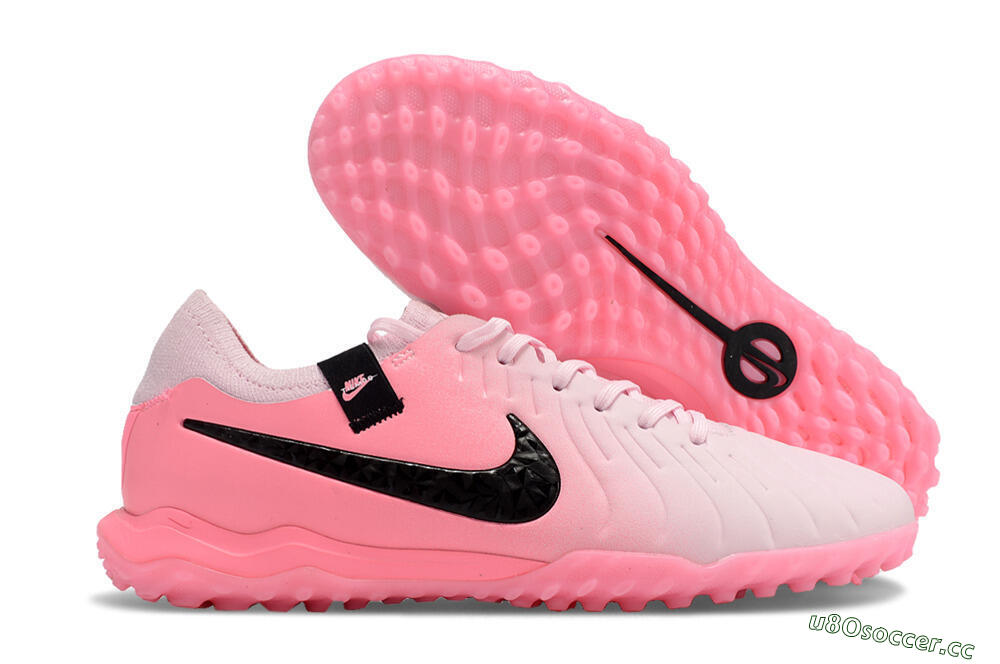 Men's Nike Tiempo Legend 10 Elite TF Artificial Turf Low-Tops Football Shoes - Pink/White/Black 2