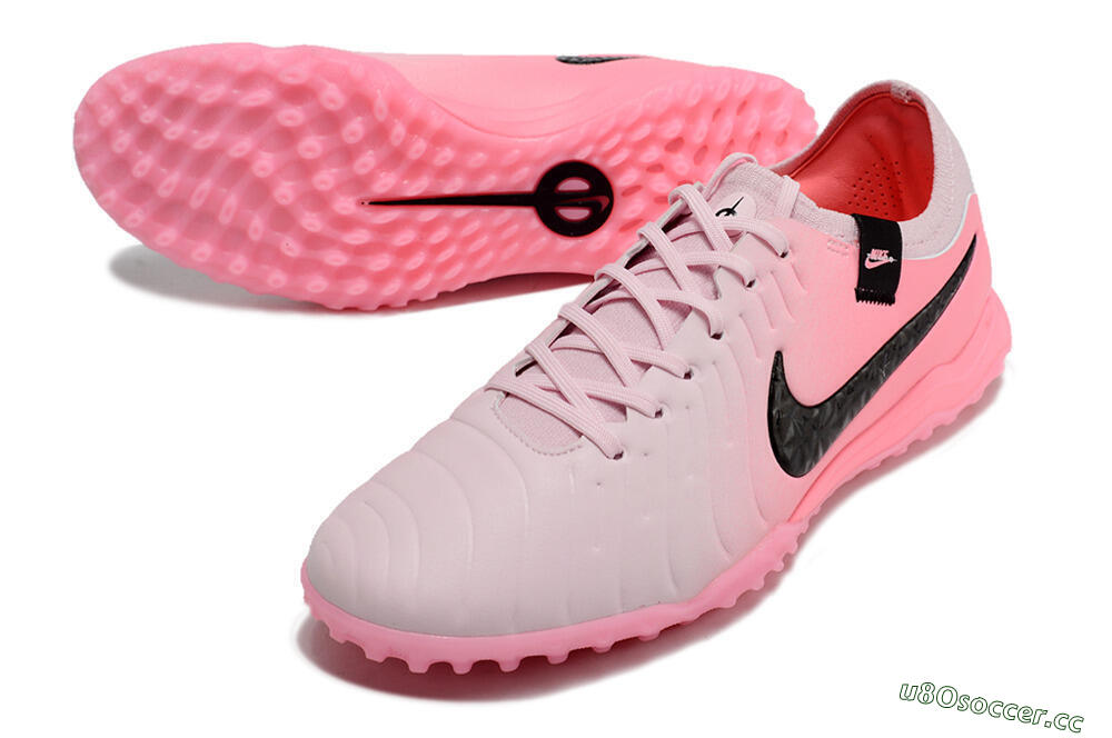 Men's Nike Tiempo Legend 10 Elite TF Artificial Turf Low-Tops Football Shoes - Pink/White/Black 3