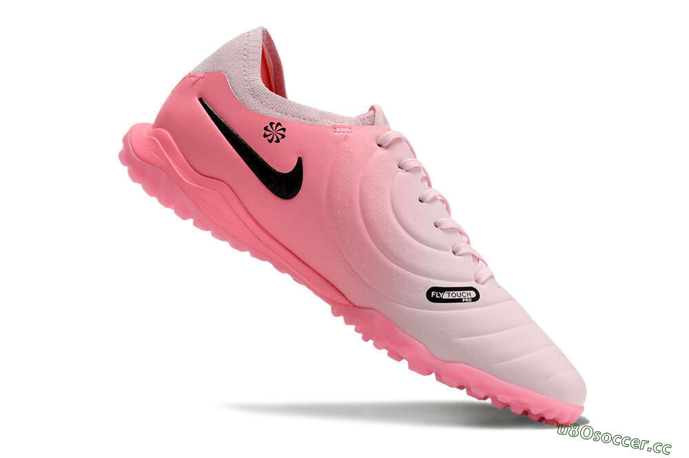 Men's Nike Tiempo Legend 10 Elite TF Artificial Turf Low-Tops Football Shoes - Pink/White/Black 4