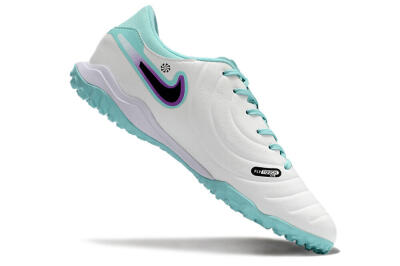 Men's Nike Tiempo Legend 10 Elite TF Artificial Turf Low-Tops Football Shoes - White/Blue/Purple