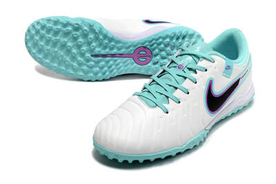 Men's Nike Tiempo Legend 10 Elite TF Artificial Turf Low-Tops Football Shoes - White/Blue/Purple