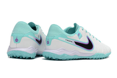 Men's Nike Tiempo Legend 10 Elite TF Artificial Turf Low-Tops Football Shoes - White/Blue/Purple