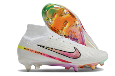 Men's Nike Air Zoom Mercurial Superfly 9 Elite SG Soft Ground High-Tops Football Boots - White/Pink/Black