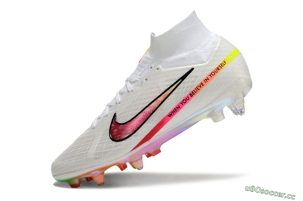 Men's Nike Air Zoom Mercurial Superfly 9 Elite SG Soft Ground High-Tops Football Boots - White/Pink/Black 4