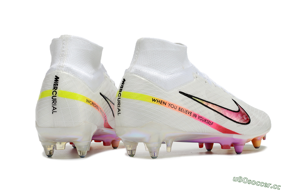 Men's Nike Air Zoom Mercurial Superfly 9 Elite SG Soft Ground High-Tops Football Boots - White/Pink/Black 6