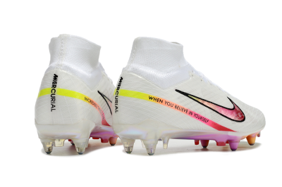 Men's Nike Air Zoom Mercurial Superfly 9 Elite SG Soft Ground High-Tops Football Boots - White/Pink/Black