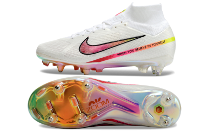 Men's Nike Air Zoom Mercurial Superfly 9 Elite SG Soft Ground High-Tops Football Boots - White/Pink/Black