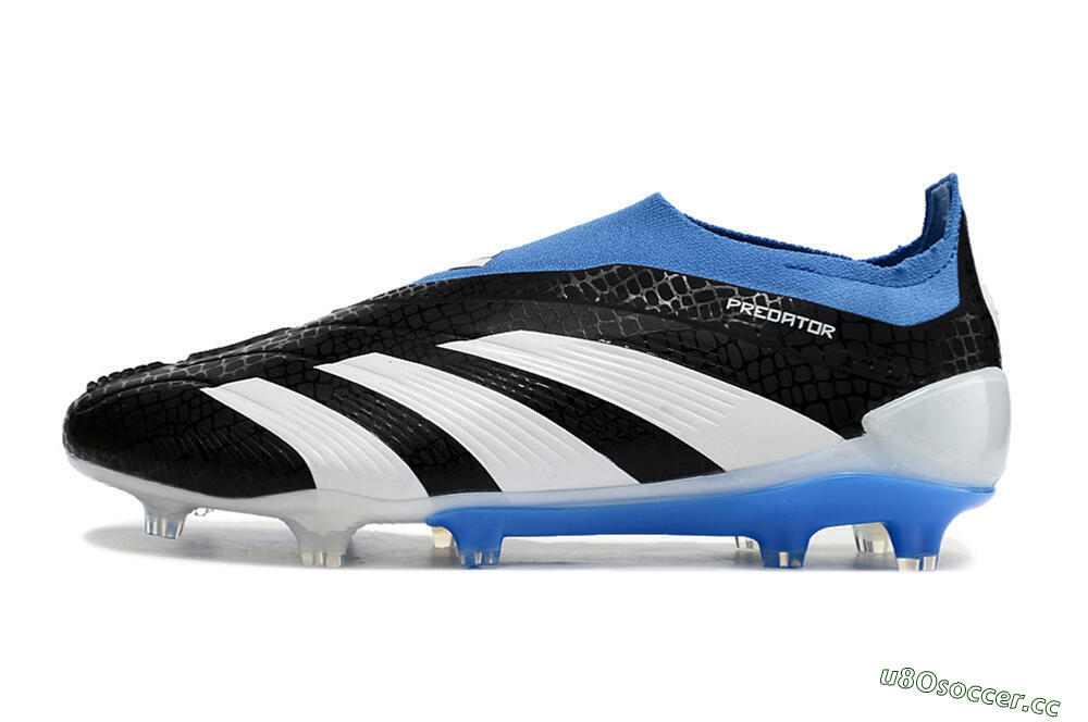 Men's Adidas Predator Accuracy+ Laceless FG Firm Ground Low-Tops Football Boots - Black/White/Blue 0