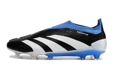 Men's Adidas Predator Accuracy+ Laceless FG Firm Ground Low-Tops Football Boots - Black/White/Blue