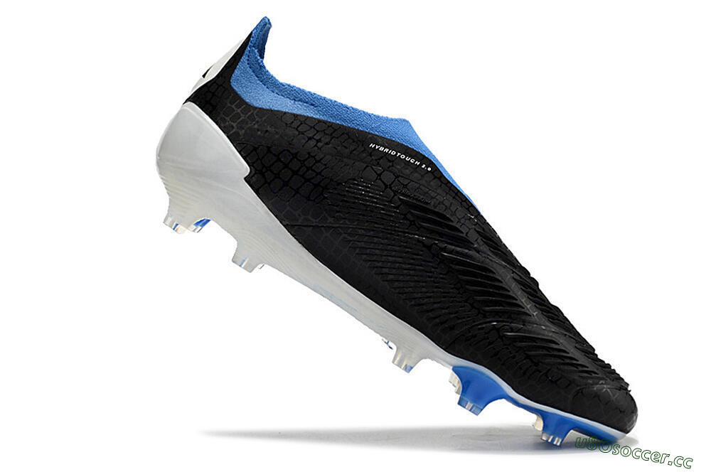 Men's Adidas Predator Accuracy+ Laceless FG Firm Ground Low-Tops Football Boots - Black/White/Blue 4