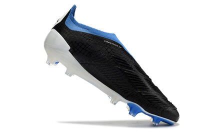 Men's Adidas Predator Accuracy+ Laceless FG Firm Ground Low-Tops Football Boots - Black/White/Blue