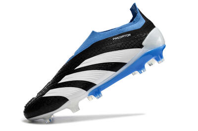 Men's Adidas Predator Accuracy+ Laceless FG Firm Ground Low-Tops Football Boots - Black/White/Blue