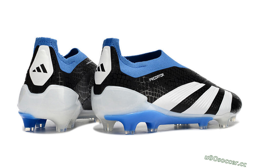 Men's Adidas Predator Accuracy+ Laceless FG Firm Ground Low-Tops Football Boots - Black/White/Blue 6