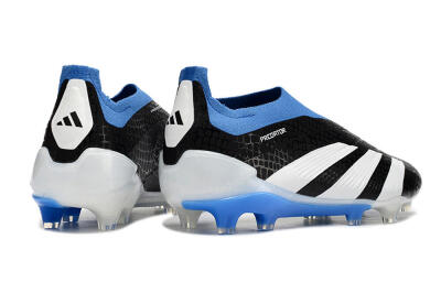 Men's Adidas Predator Accuracy+ Laceless FG Firm Ground Low-Tops Football Boots - Black/White/Blue