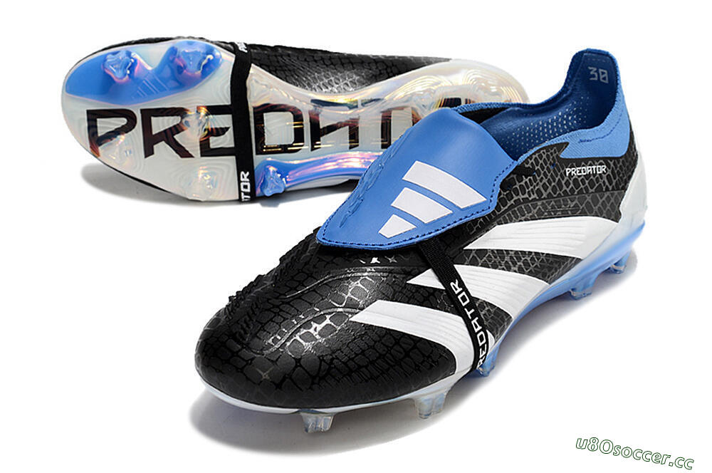 Men's Adidas Predator Elite Foldover Tongue FG Firm Ground Low-Tops Football Boots - Black/Blue/White 3