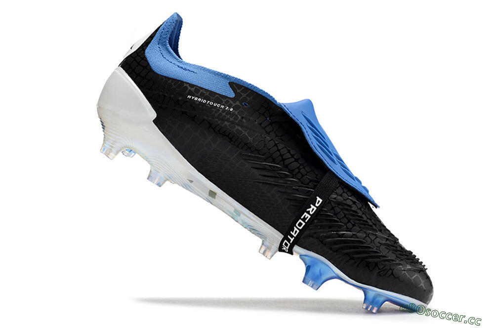 Men's Adidas Predator Elite Foldover Tongue FG Firm Ground Low-Tops Football Boots - Black/Blue/White 4