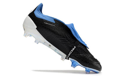 Men's Adidas Predator Elite Foldover Tongue FG Firm Ground Low-Tops Football Boots - Black/Blue/White