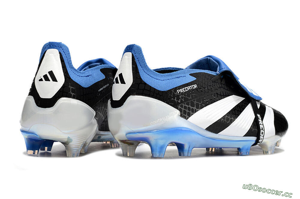 Men's Adidas Predator Elite Foldover Tongue FG Firm Ground Low-Tops Football Boots - Black/Blue/White 6